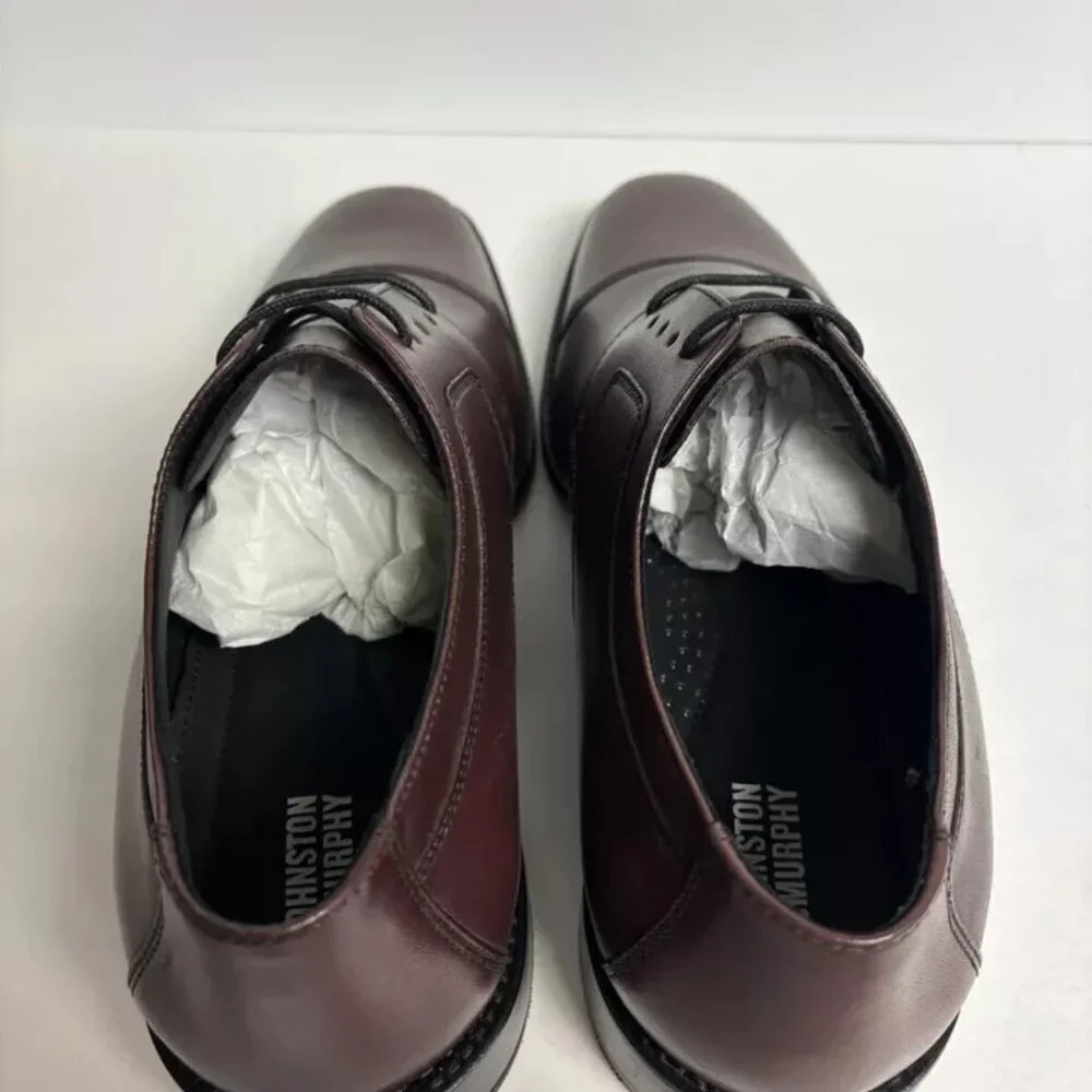 Johnston & Murphy Men’s Novick Burgundy Cap Toe Oxford, Size 9 M
